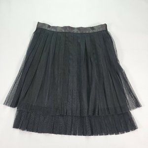Modcloth Black Pleated Layered Tulle Flowy Modern Ballet Cocktail A-Line Skirt